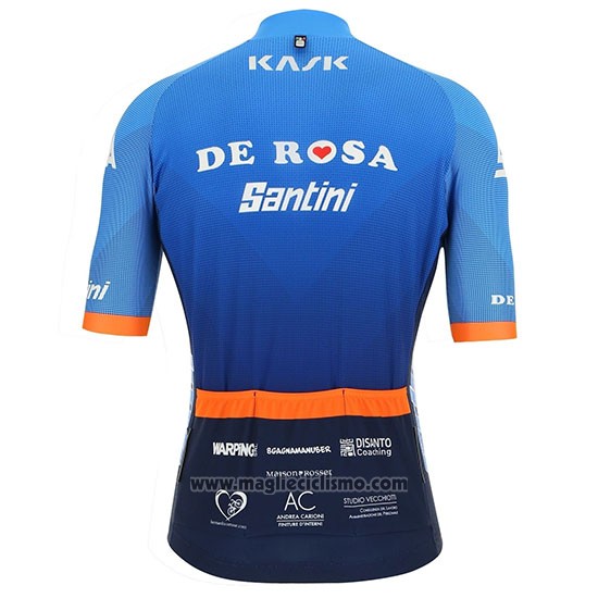2019 Abbigliamento Ciclismo De Rosa Santini Blu Manica Corta e Salopette